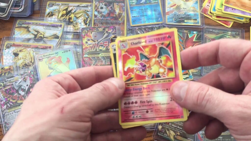 Rare Pokémon cards organized in a premium storage box with protective cases.
