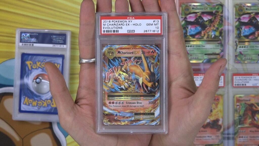Rare Pokémon cards displayed in protective sleeves to highlight their collectible value.